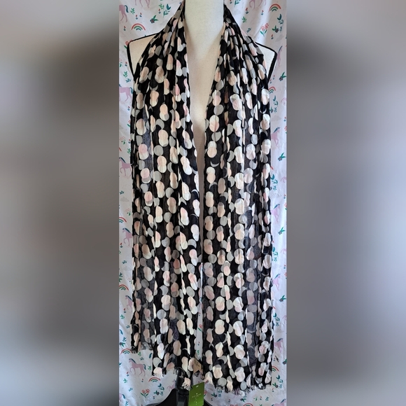 NWT Kate Spade Viscose Pink Black & Grey Steal The Spotlight Casual Scarf Wrap - Picture 2 of 7